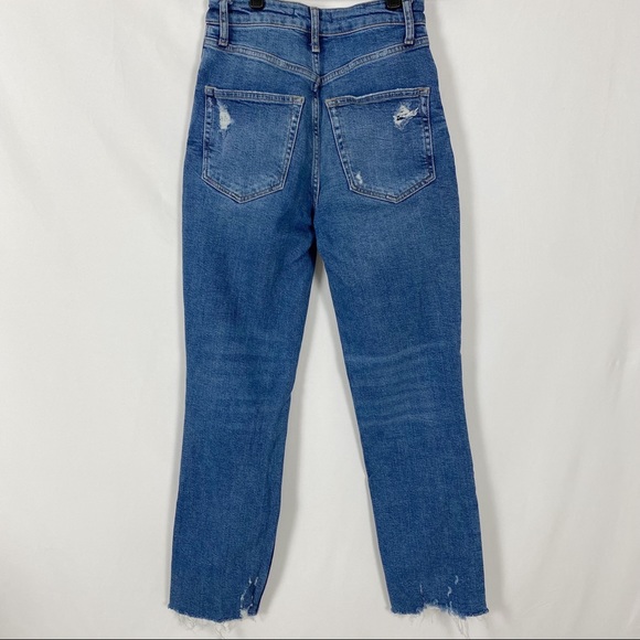 Free People High Waisted Slim Straight Leg Distressed Denim Jeans - Picture 8 of 12